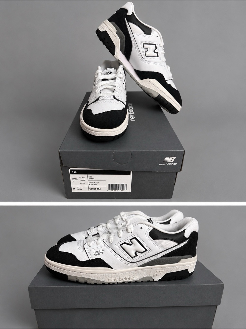 New Balance White & Black 550 Classic Retro Sneakers